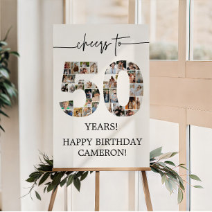 Cheers to 50 Photo Collage Welcome Sign