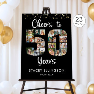 Cheers to 50 Years 23 Photos Number Cutout Collage Foam Board