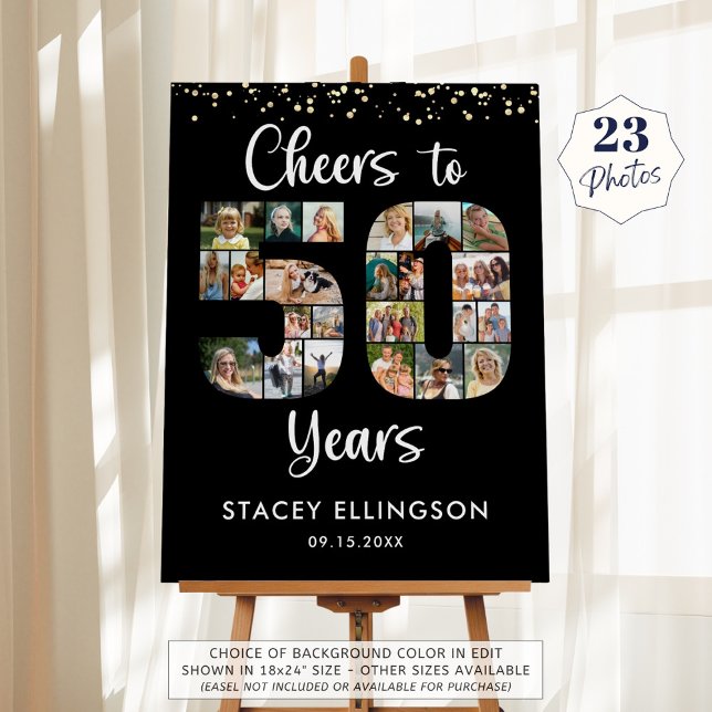 Cheers to 50 Years 23 Photos Number Cutout Collage Foam Board (Creator Uploaded)