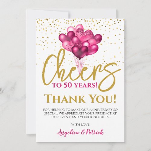 Cheers To 50 Years 50th Anniversary Thank You Card