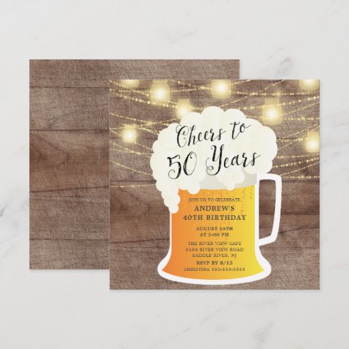 Cheers to 50 Years 50th Birthday Invitation