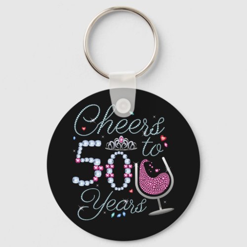 Cheers To 50 Years 50th Birthday Party Button Keyc Keychain