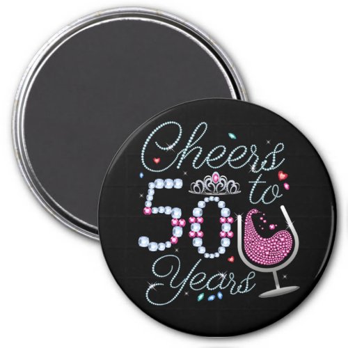Cheers To 50 Years 50th Birthday Party Circle Magn Magnet