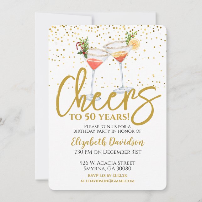 Cheers To 50 Years 50th Birthday Party Invitation (Front)