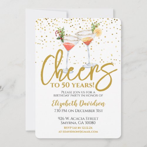 Cheers To 50 Years 50th Birthday Party Invitation