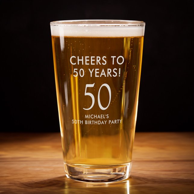 Cheers to 50 Years 50th Birthday Party Pint Glass (Creator Uploaded)