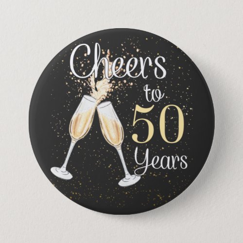 Cheers To 50 Years 50th Birthday Party Round Butto Button
