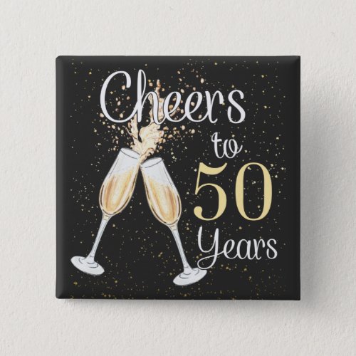 Cheers To 50 Years 50th Birthday Party Square Butt Button