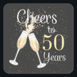 Cheers To 50 Years 50th Birthday Party Square Sticker<br><div class="desc">Cheers To 50 Years 50th Birthday Party Team Dinking Family design Gift Square Sticker Classic Collection.</div>
