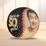 Cheers to 50 Years - 50th birthday Photo Baseball<br><div class="desc">Celebrate a milestone birthday with this custom 50th birthday baseball, featuring two photos—then and now—showcasing the journey of the birthday honoree. With the fun and festive saying "Cheers to 50 years" paired with a gold helium balloon and shimmering gold glitter accents, this personalized baseball is a perfect keepsake for a...</div>