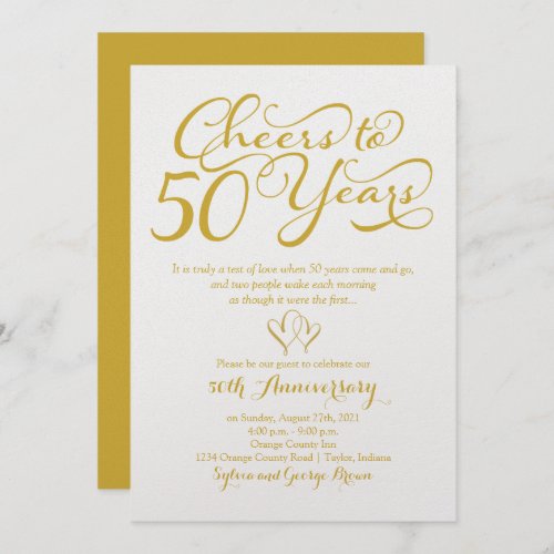 Cheers to 50 Years 50th Wedding Anniversary Invitation