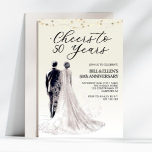 Cheers to 50 Years 50th Wedding Anniversary Invitation