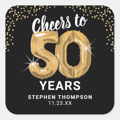 Cheers to 50 Years Adult Birthday Square Sticker