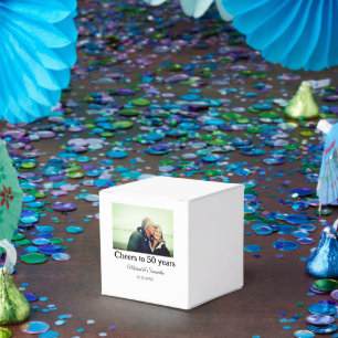 cheers to 50 years anniversary add name photo date favor boxes