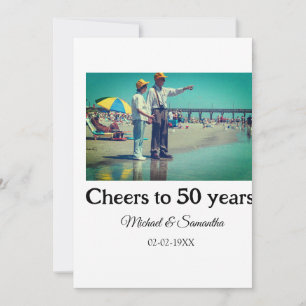 cheers to 50 years anniversary add name photo date invitation