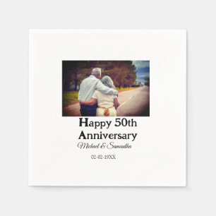 cheers to 50 years anniversary add name photo date napkins