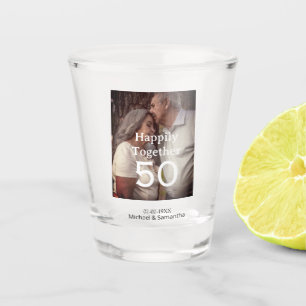 cheers to 50 years anniversary add name photo date shot glass