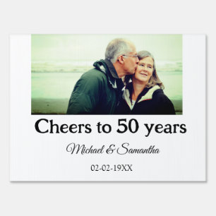 cheers to 50 years anniversary add name photo date sign