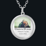 cheers to 50 years anniversary add name photo date silver plated necklace<br><div class="desc">design</div>