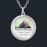 cheers to 50 years anniversary add name photo date silver plated necklace<br><div class="desc">design</div>
