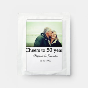 cheers to 50 years anniversary add name photo date tea bag drink mix
