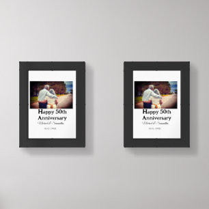 cheers to 50 years anniversary add name photo date wall art sets