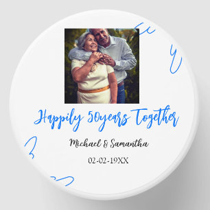 cheers to 50 years anniversary blue leaf photo nam mini candle favors