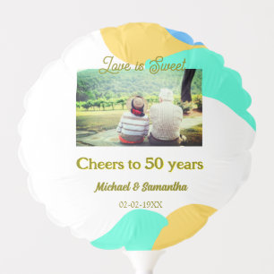 cheers to 50 years anniversary love is Sweet retro Balloon