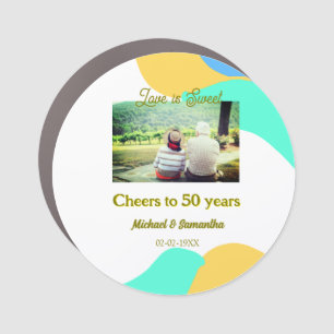 cheers to 50 years anniversary love is Sweet retro Car Magnet