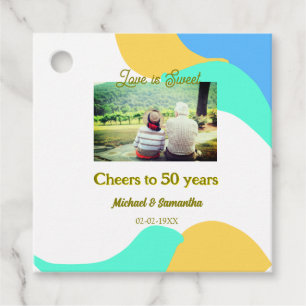 cheers to 50 years anniversary love is Sweet retro Favor Tags