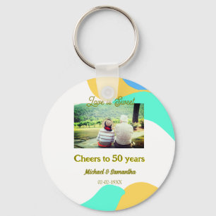 cheers to 50 years anniversary love is Sweet retro Keychain