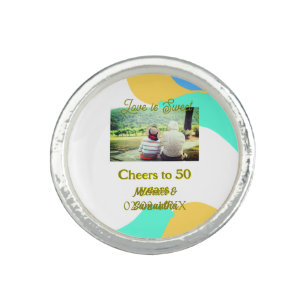 cheers to 50 years anniversary love is Sweet retro Ring