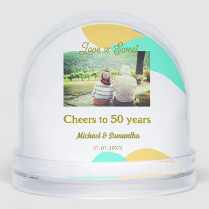cheers to 50 years anniversary love is Sweet retro Snow Globe