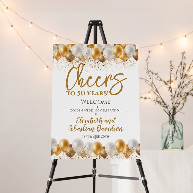 Cheers To 50 Years Anniversary Welcome Foam Board (In Situ (Stand))