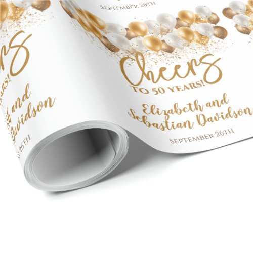 Cheers To 50 Years Anniversary Wrapping Paper