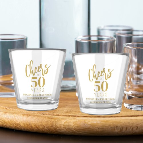 Cheers to 50 years any age milestone birthday gold shot glass