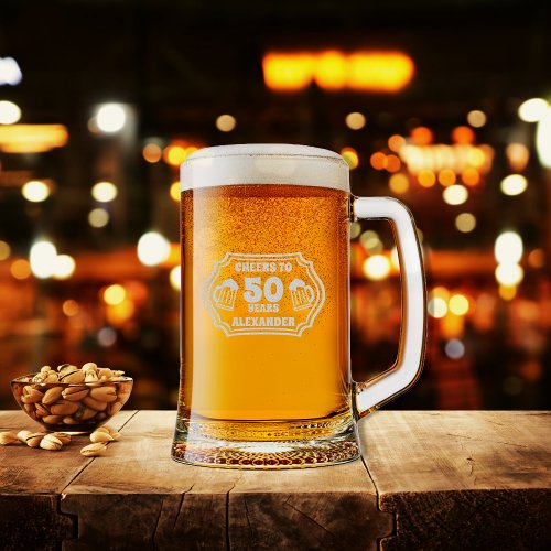 Cheers to 50 Years Beer Mugs Birthday Name Stein