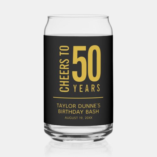 Cheers to 50 Years Birthday Can Glass