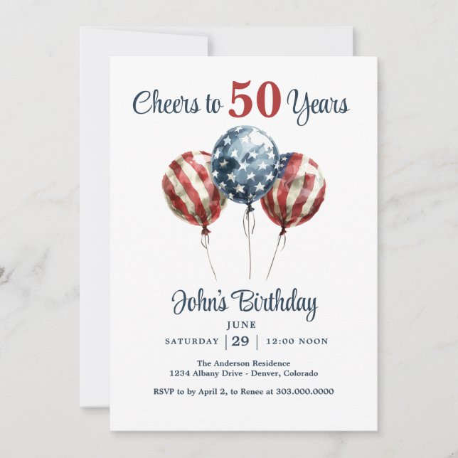 Cheers to 50 Years Birthday Party  Invitation (Front)