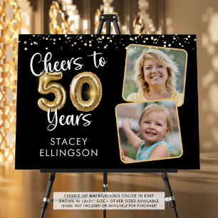 Cheers to 50 Years Birthday Photo Welcome Sign