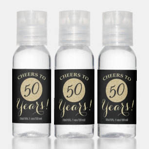 Cheers to 50 Years Black and Gold Glitter Hand Sanitizer