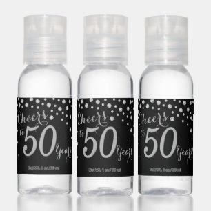 Cheers to 50 Years Black and Silver Diamond Hand Sanitizer