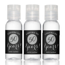 Cheers to 50 Years Black and Silver Glitter Hand Sanitizer