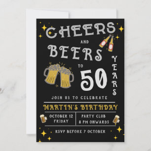 Cheers to 50 years black birthday Invitation