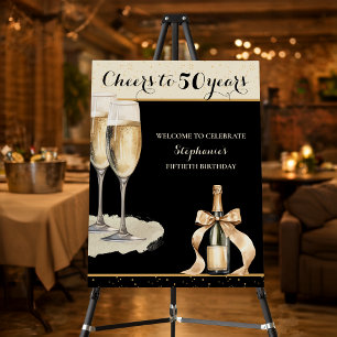 Cheers to 50 Years Black Champagne Birthday Foam Board