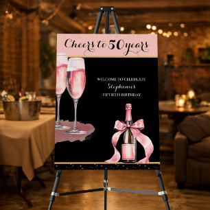 Cheers to 50 Years Black Champagne Birthday Foam Board