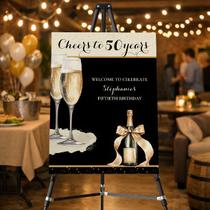Cheers to 50 Years Black Champagne Birthday Foam Board