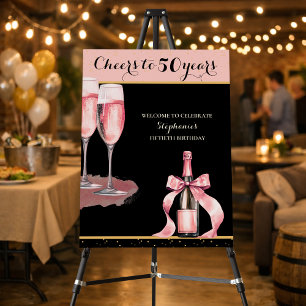 Cheers to 50 Years Black Champagne Birthday Foam Board
