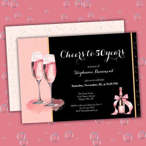 Cheers to 50 Years Black Champagne Birthday