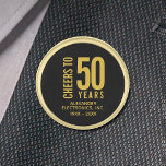 Cheers to 50 Years Business Anniversary Gold Finish Lapel Pin<br><div class="desc">Lapel pin is personalized with your business name,  years in business,  year started and today's year. Ideal for any business anniversary celebration or as a party gift. MORE items in our store.</div>